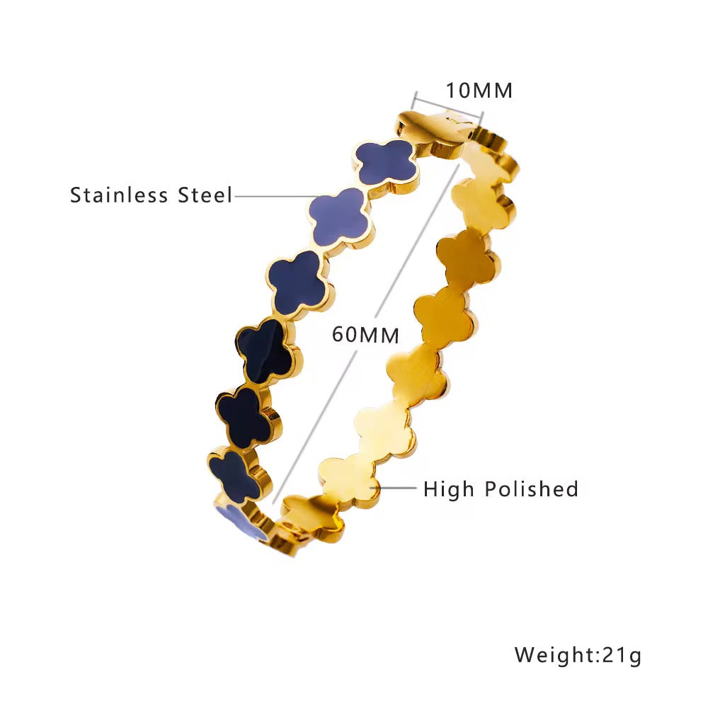 Non Tarnish Cross Designer Bangles Bracelets
Stainless Steel 18K Gold Plated Four Leaf Clover