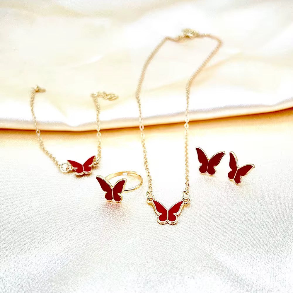 Butterfly Jewelry Set - Bracelet
Necklace Ring Earrings Gift Set For Women