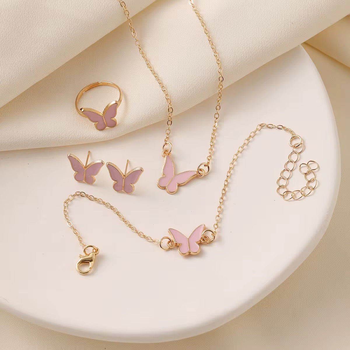Butterfly Jewelry Set - Bracelet
Necklace Ring Earrings Gift Set For Women