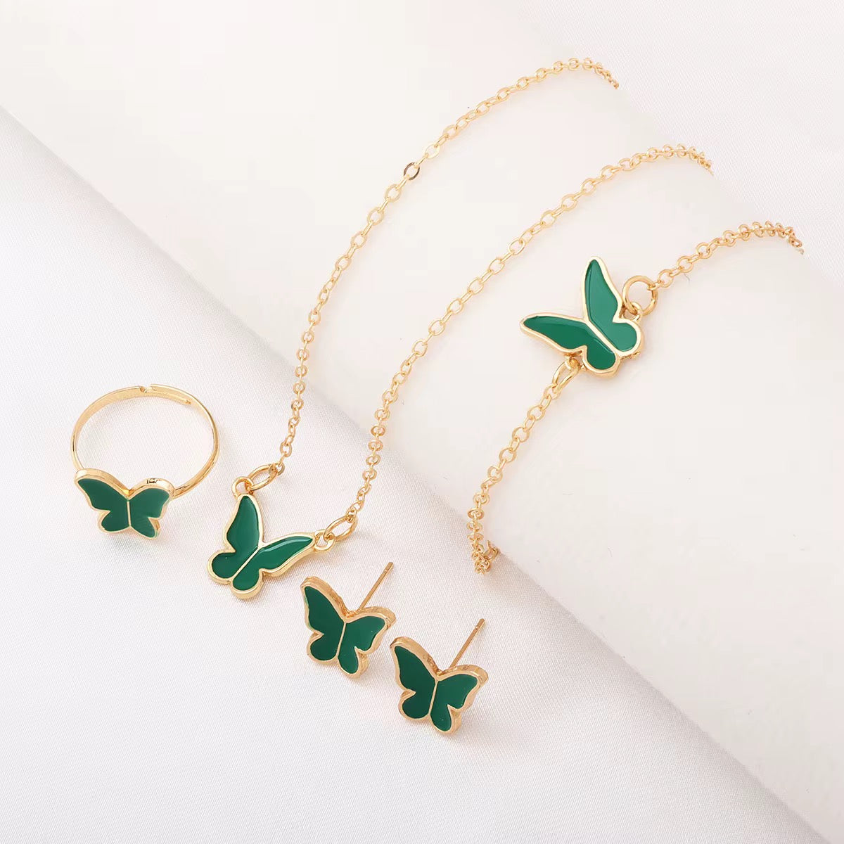 Butterfly Jewelry Set - Bracelet
Necklace Ring Earrings Gift Set For Women